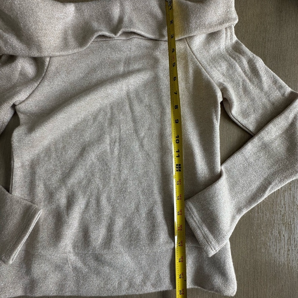 White House Black Market Cream sparkle Off-Shoulder Sweater - Picture 4 of 5